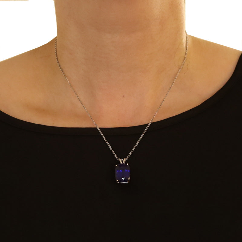 15.32ct Tanzanite Pendant Necklace White Gold