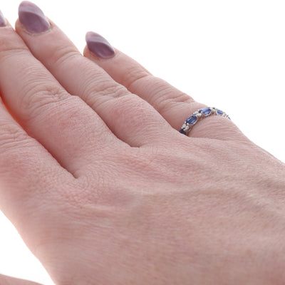 1.06ctw Sapphire and Diamond Band White Gold
