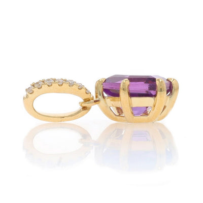 1.12ctw Amethyst and Diamond Pendant Yellow Gold