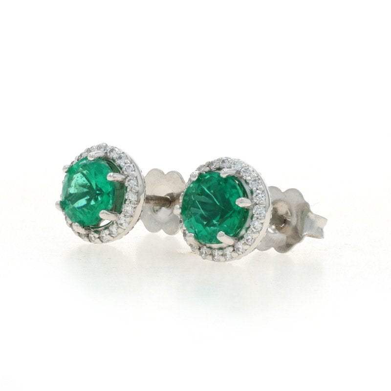 .94ctw Emerald and Diamond Women's Earrings White Gold