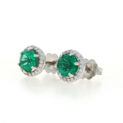 .94ctw Emerald and Diamond Women's Earrings White Gold
