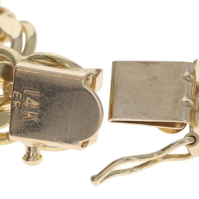 Women's Diamond Cut Double Curb Bracelet Yellow Gold