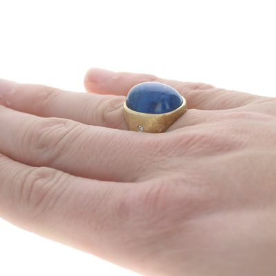 Lapis Lazuli and Diamond Ring Yellow Gold