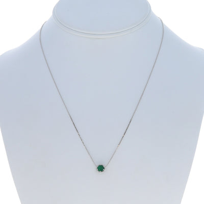 .84ctw Emerald and Diamond Pendant Necklace White Gold