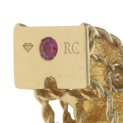 Roberto Coin Princess Square Hoop Earrings .38ctw Diamond and Ruby Earrings Yellow Gold