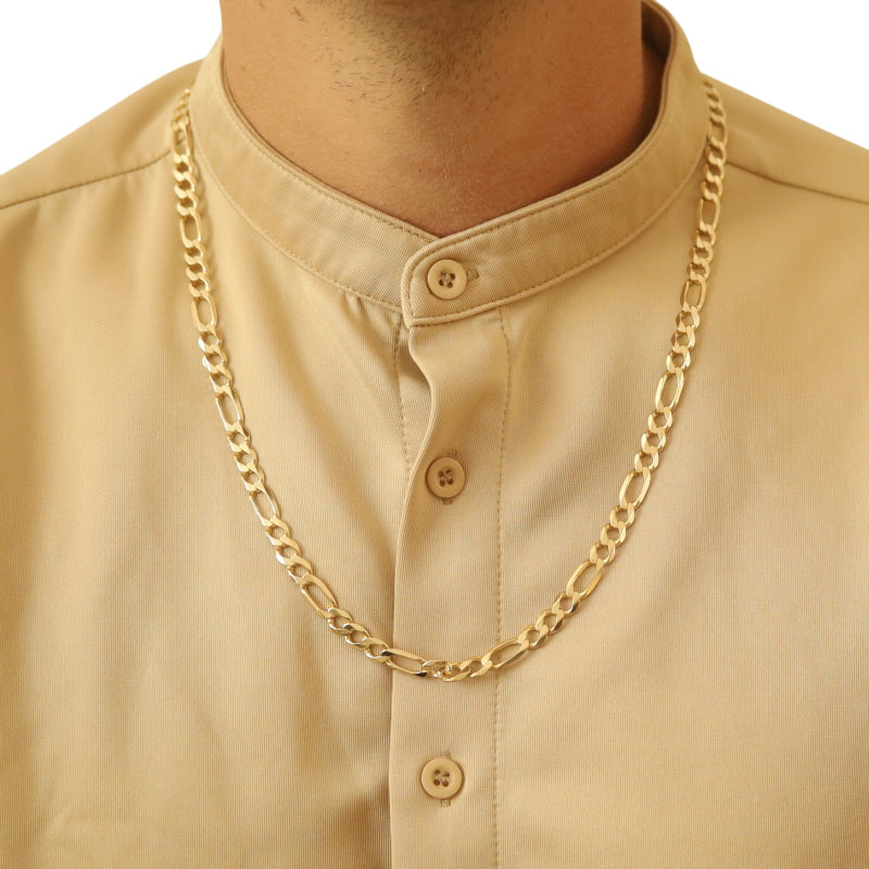 Men's Figaro Chain Necklace Yellow Gold
