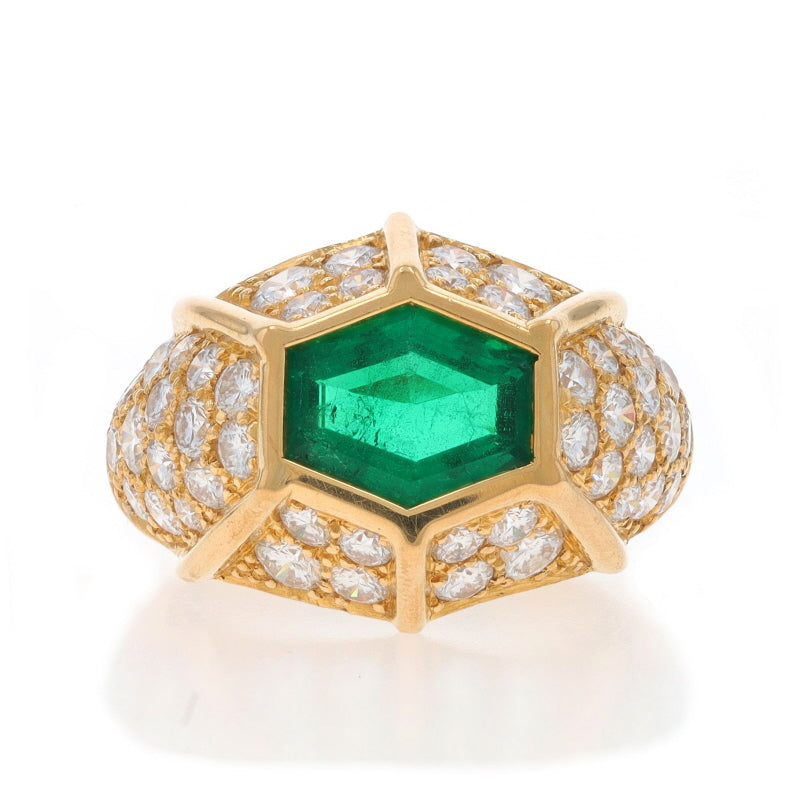 Hammerman Brothers 4.15ctw Emerald and Diamond Ring Yellow Gold