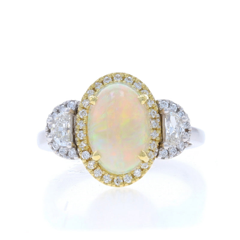 3.13ctw Australian Opal and Diamond Ring White Gold