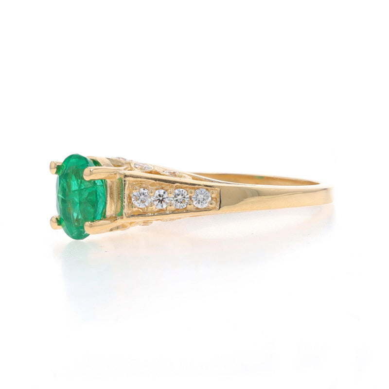 1.40ctw Emerald and Diamond Ring Yellow Gold