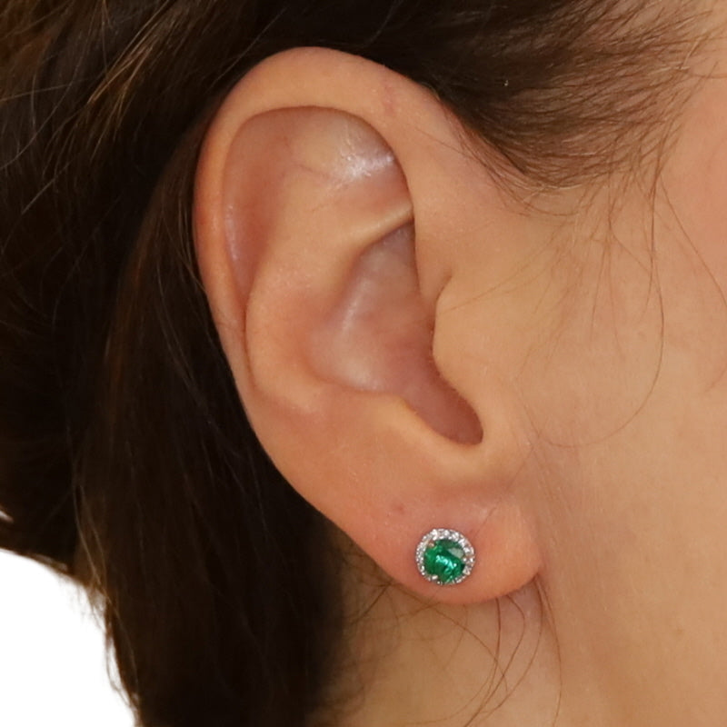 .94ctw Emerald and Diamond Earrings White Gold
