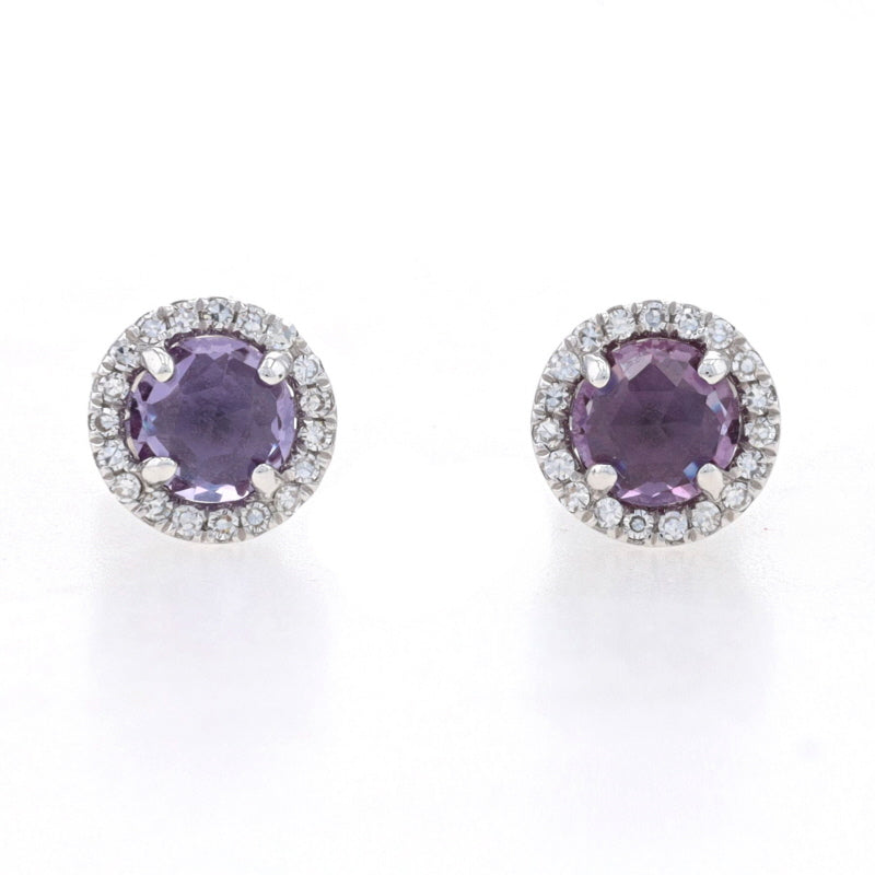 .92ctw Synthetic Alexandrite and Diamond Earrings White Gold