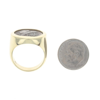Ancient Greek Coin Men's Ring Yellow Gold
