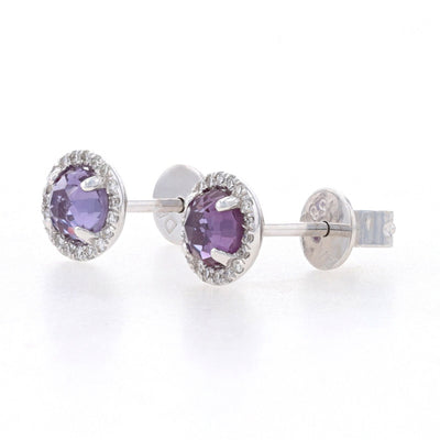 .92ctw Synthetic Alexandrite and Diamond Earrings White Gold