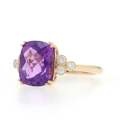 4.11ctw Amethyst and Diamond Ring Yellow Gold