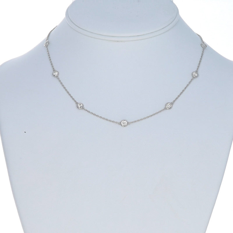 1.94ctw Diamond Diamond Cut Cable Chain Station Necklace White Gold