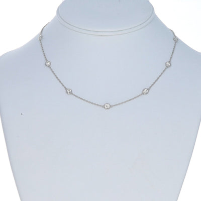 1.94ctw Diamond Diamond Cut Cable Chain Station Necklace White Gold