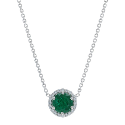 .84ctw Emerald and Diamond Pendant Necklace White Gold