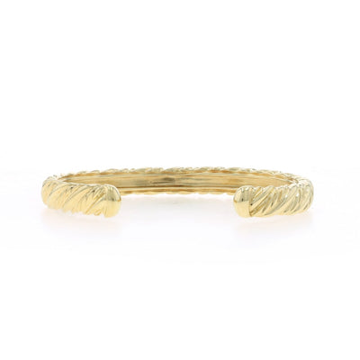 David Yurman Sculpted Cable Cuff .50ctw Diamond Women's Bracelet Yellow Gold