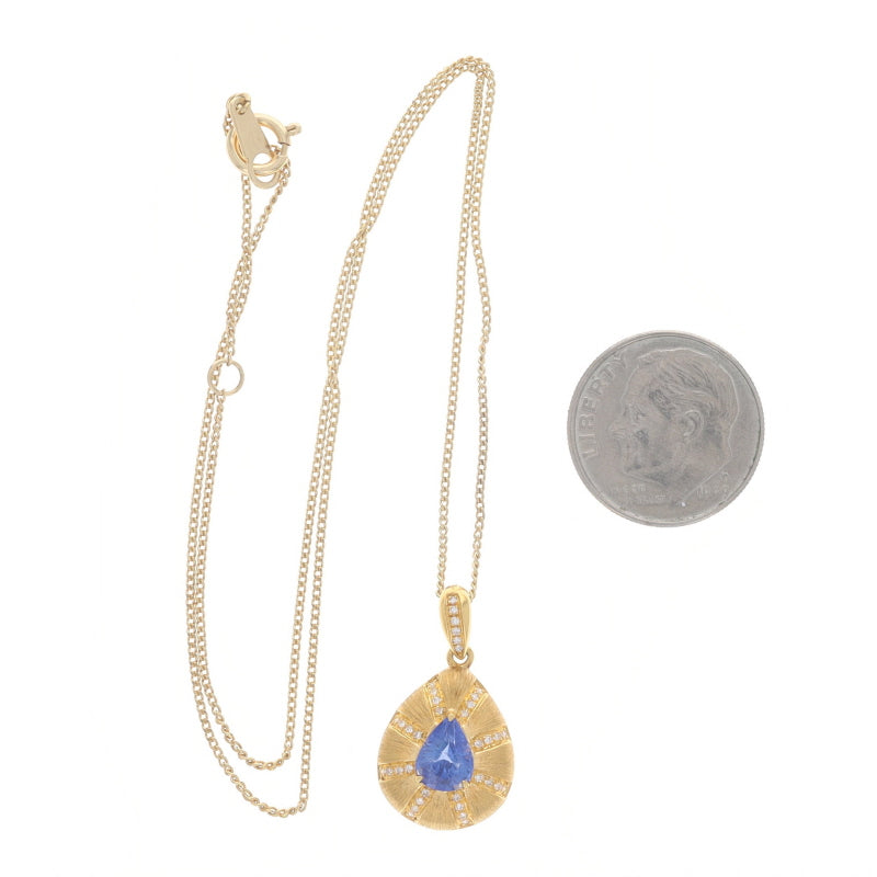 1.01ctw Sapphire and Diamond Pendant Necklace Yellow Gold