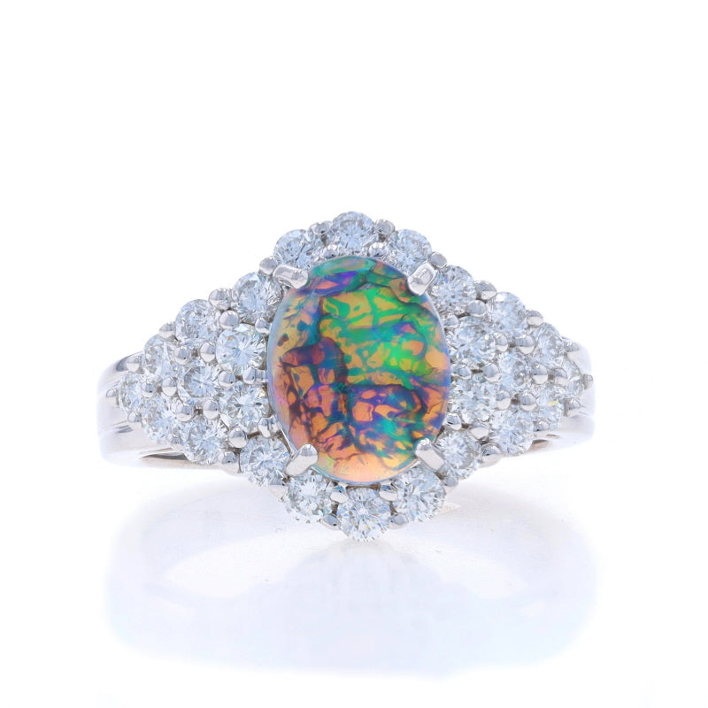 2.55ctw Opal and Diamond Ring White Gold