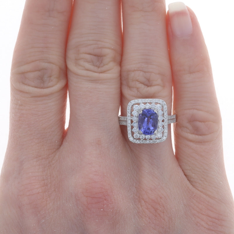 2.53ctw Tanzanite and Diamond Ring White Gold
