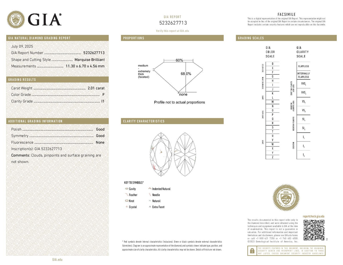 2.01ct Loose Diamond Marquise Diamond GIA