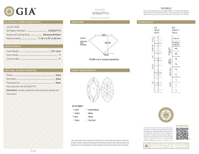 2.01ct Loose Diamond Marquise Diamond GIA