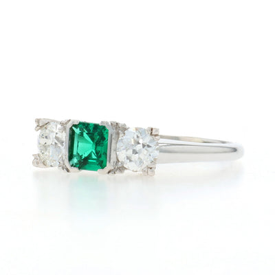 1.23ctw Emerald and Diamond Ring 900 Plat 100 Irid