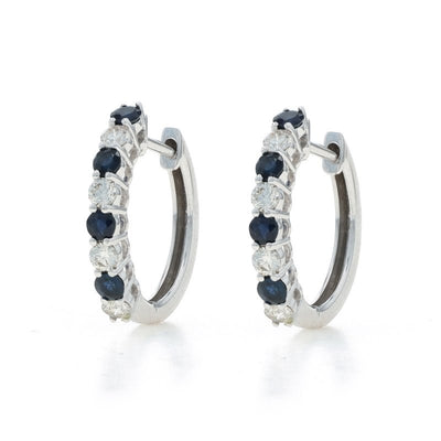 1.00ctw Diamond and Sapphire Women's Earrings White Gold