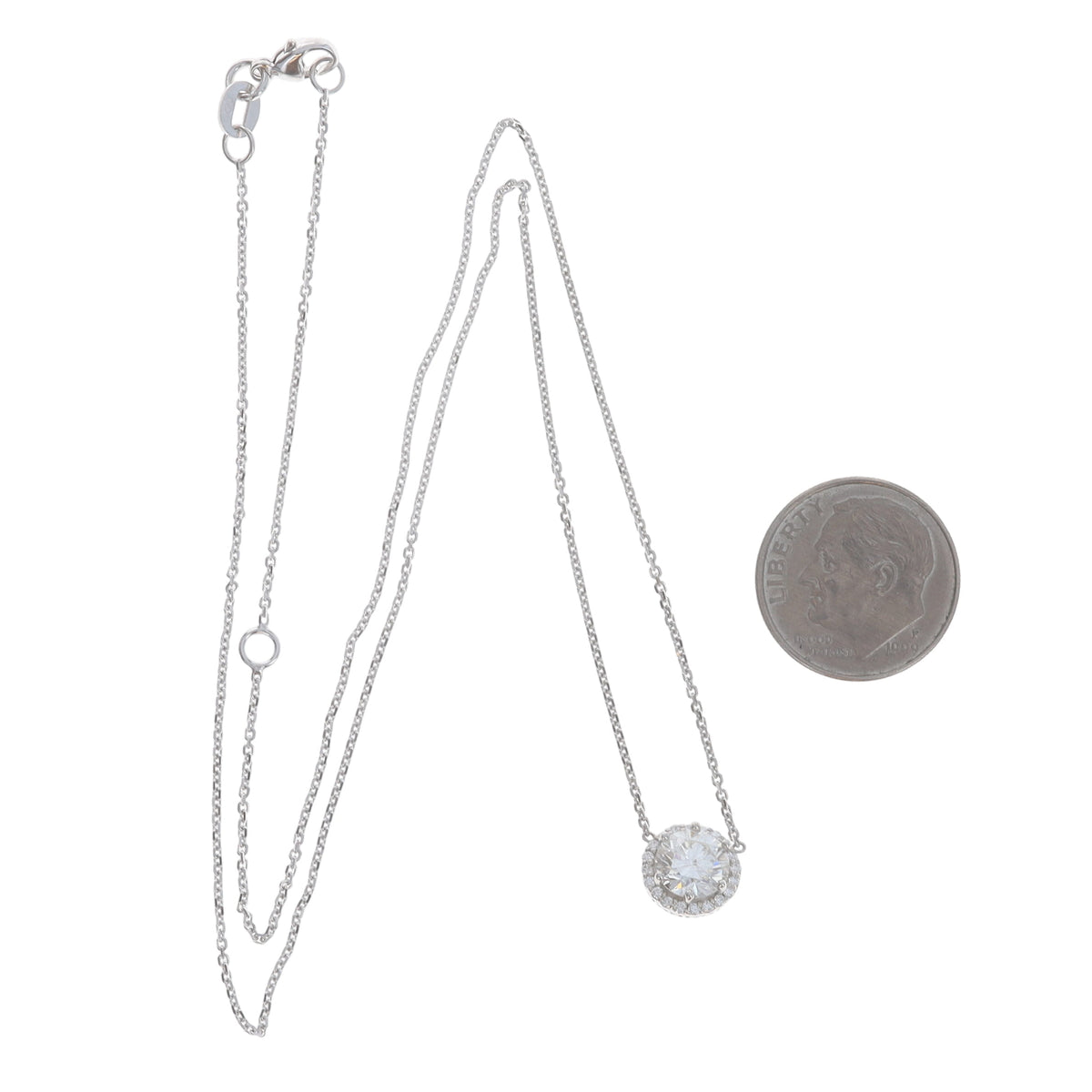 1.14ctw Diamond and Diamond Pendant Necklace White Gold