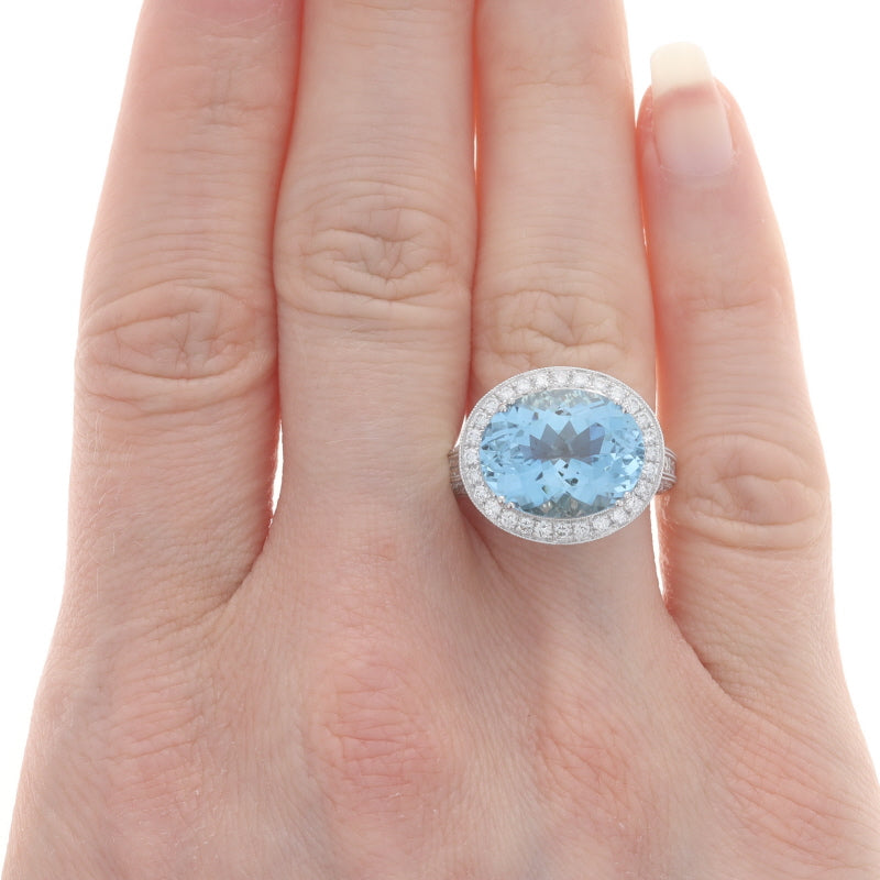 Simon G. 8.28ctw Aquamarine and Diamond Ring White Gold