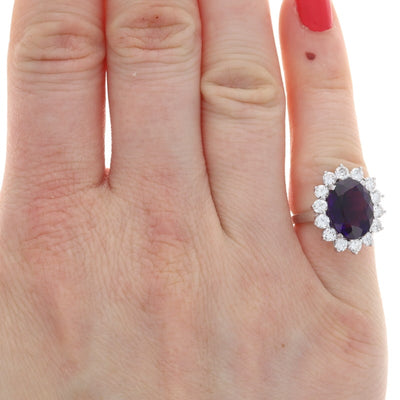 Amethyst and Diamond Women's Ring White Gold