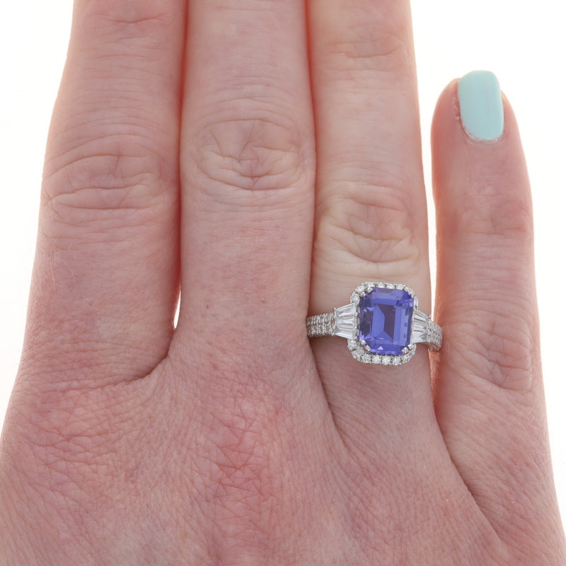 3.51ctw Tanzanite and Diamond Ring White Gold