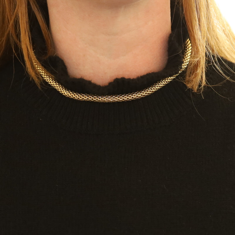 FOPE Love Nest Flexible Mesh Link Popcorn Necklace Yellow Gold