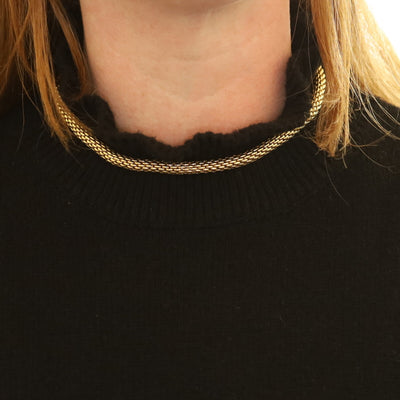 FOPE Love Nest Flexible Mesh Link Popcorn Necklace Yellow Gold