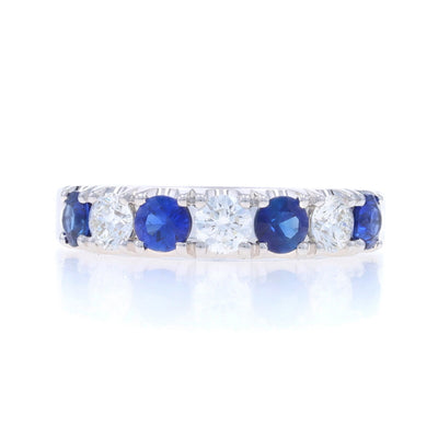 1.51ctw Sapphire and Diamond Band White Gold