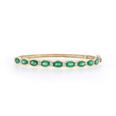 Emerald and Diamond Women's Bracelet Yellow Gold