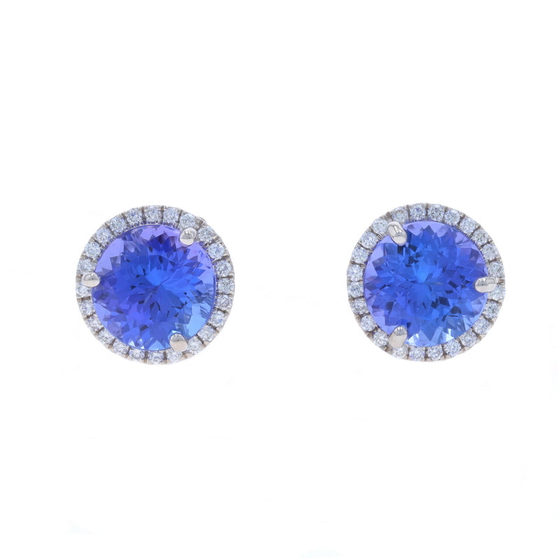 5.82ctw Tanzanite and Diamond Earrings White Gold