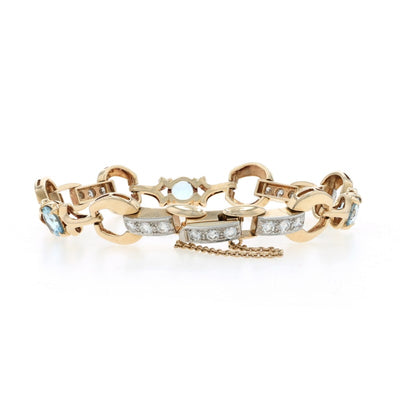 3.60ctw Aquamarine and Diamond Women's Bracelet Yellow Gold