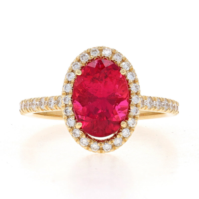 2.49ctw Rubellite Tourmaline and Diamond Ring Yellow Gold