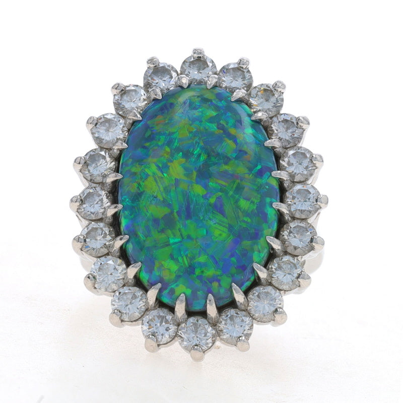10.60ctw Black Opal and Diamond Ring