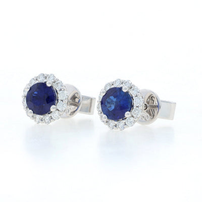 1.54ctw Sapphire and Diamond Earrings White Gold