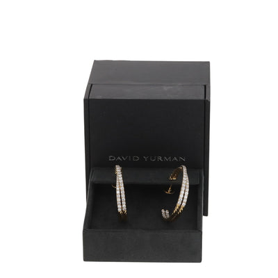 David Yurman Crossover Pave Hoop Earrings 1.75in 3.31ctw Diamond Earrings Yellow Gold