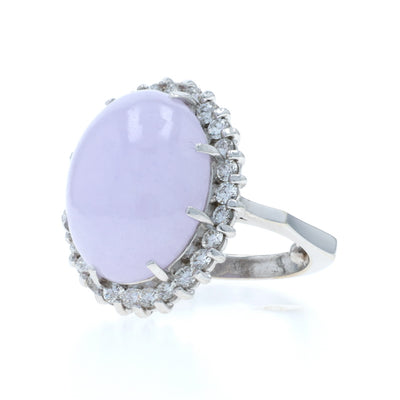 20.09ctw Jadeite and Diamond Ring White Gold