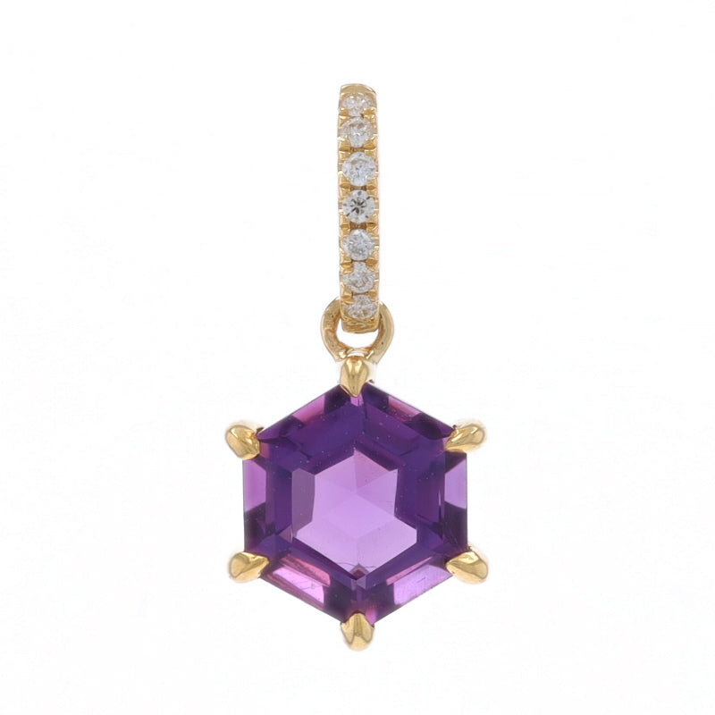1.12ctw Amethyst and Diamond Pendant Yellow Gold