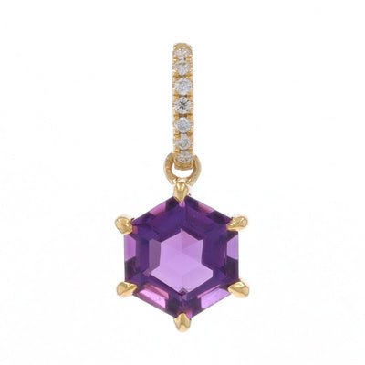 1.12ctw Amethyst and Diamond Pendant Yellow Gold