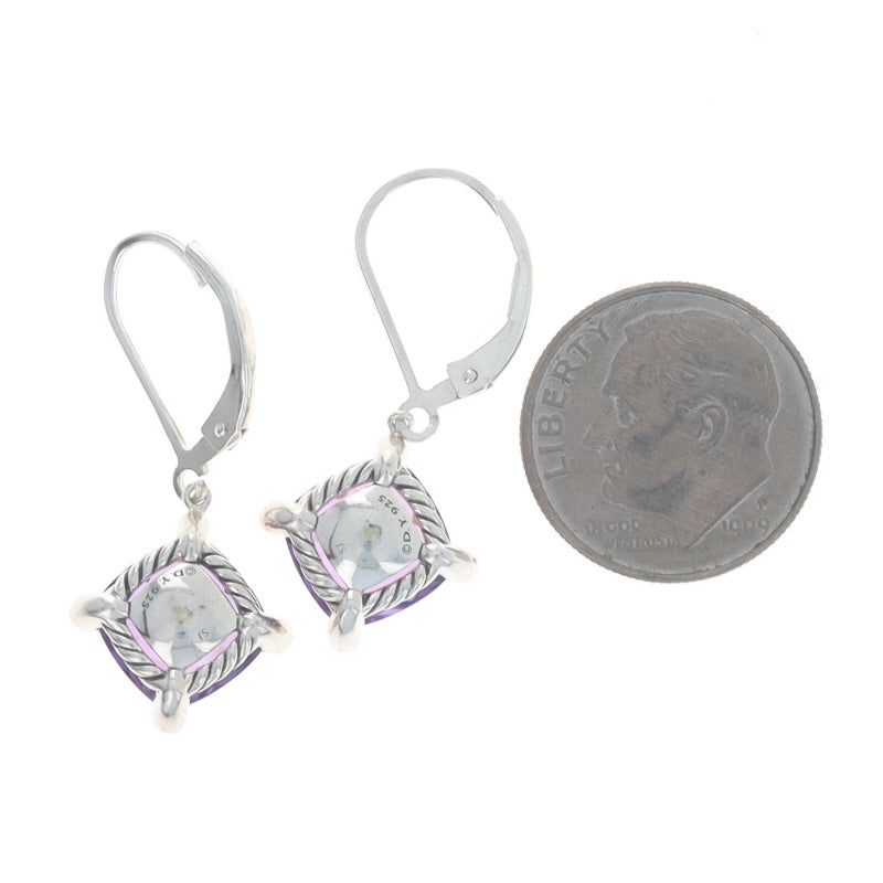 David Yurman Chatelaine Converted to drop earrings Amethyst and Diamond Earrings Sterling Silver