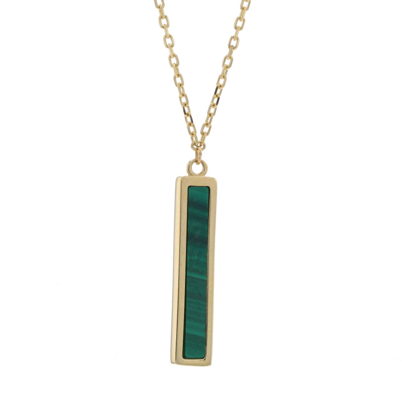 Malachite Cable Chain Pendant Necklace Yellow Gold
