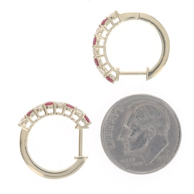 .75ctw Diamond and Ruby Women's Earrings Yellow Gold