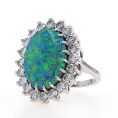 10.60ctw Black Opal and Diamond Ring